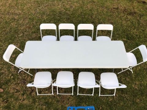 8ft Rectangular Table with 10 Chairs package Rental in San Diego