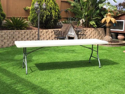 8ft White Rectangular  Folding Table