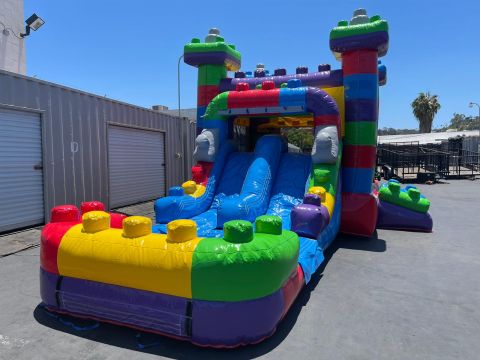 Dual Lane Mega Block Combo Water Slide (sku W311)