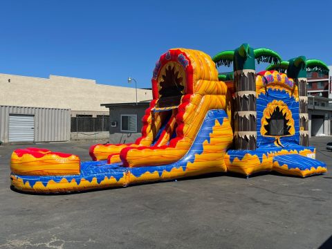 Dual Lane Fire & Ice Water Slide Combo (SKU w289)