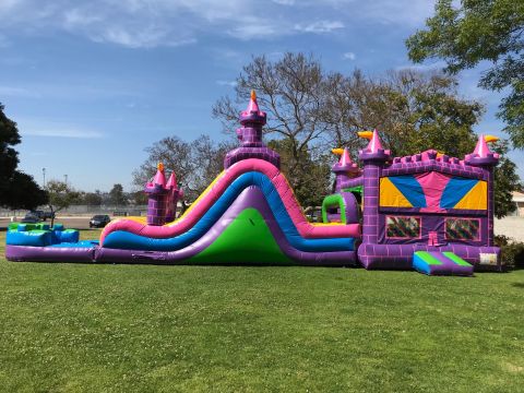 4 In 1 Dual Lane Pink Water Slide Combo (SKU CW269)