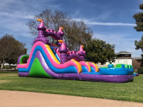Pink Castle Dual Water Slide Rental in San Diego