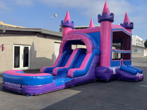 Dual Lane Pink Jumper Water Slide (sku W302)
