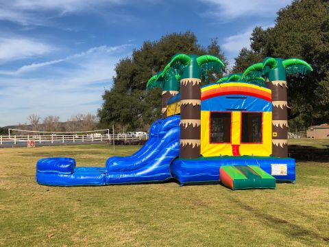 Dual Lane Tropical Fun Water Slide Combo Jumper Rental in San Diego