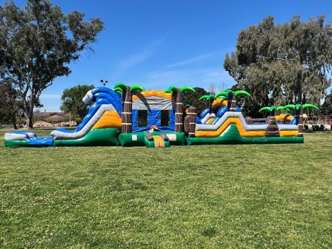 65 ft tropical obstacle combo water slide (sku W543)