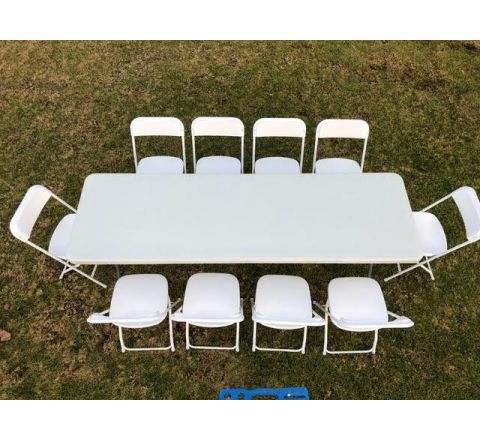 8ft Rectangular Table with 10 Chairs package Rental in San Diego