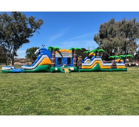 65 ft tropical obstacle combo water slide (sku W543)